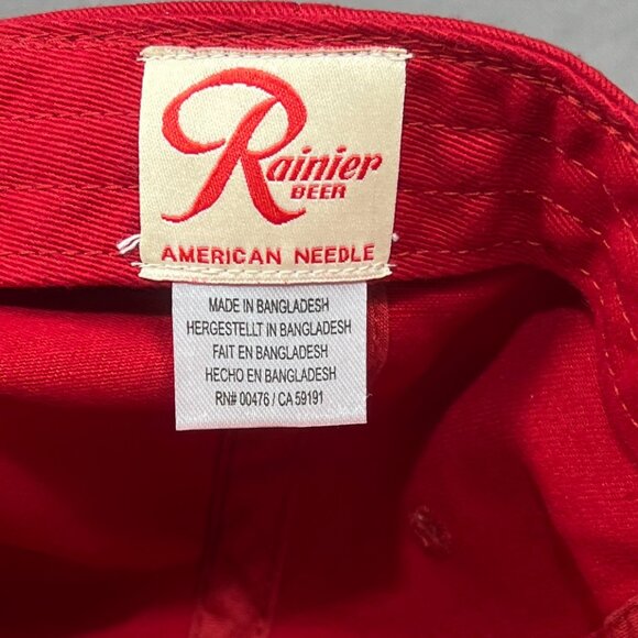 Rainier Beer American Needle Strapback Hat Red Slouch Adjustable USA Dad Mens - Picture 11 of 16